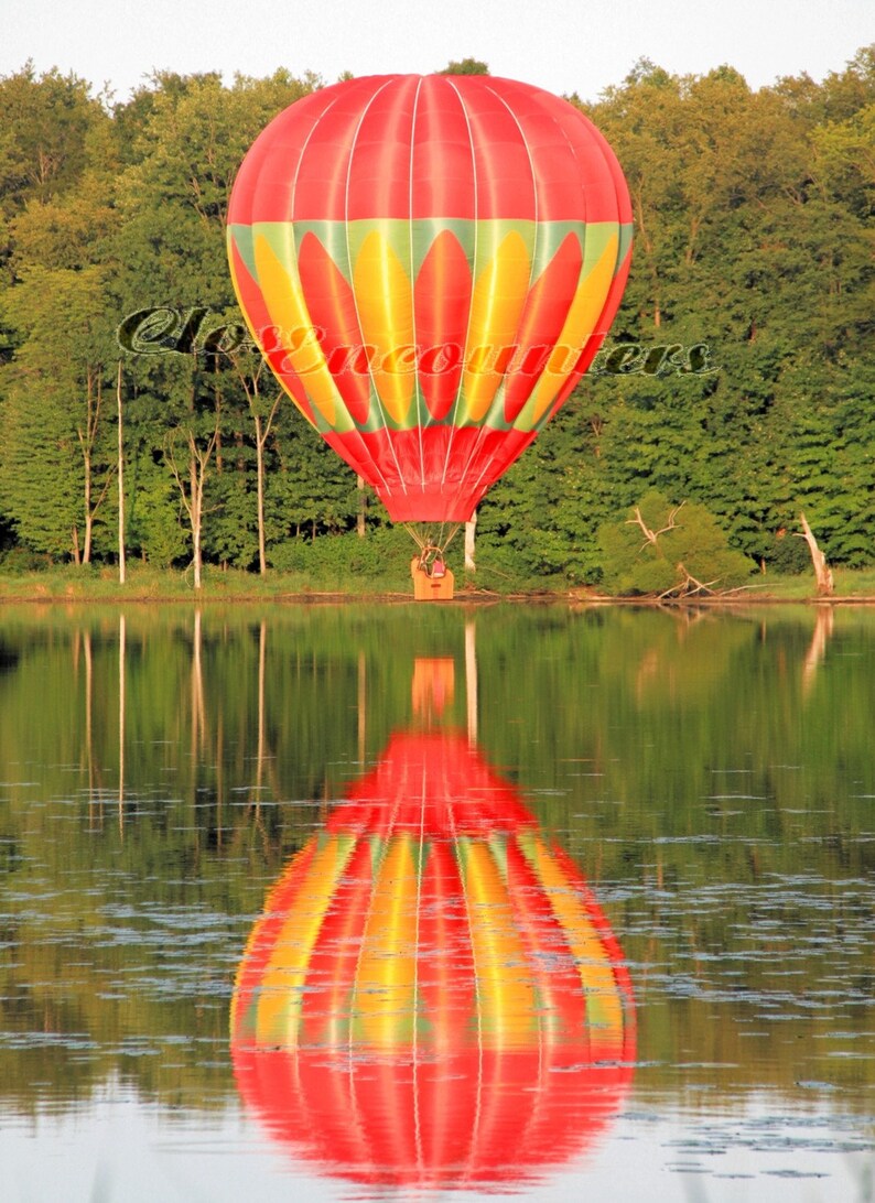 Silent reflection... Hot Air Balloon Free Spirit IV in Geauga County Fine Art Photography Print image 1