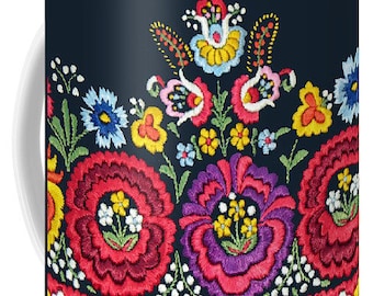 11 oz MUG Ready to Ship - Hungarian Magyar Folk Art Matyo Szentgyorgy embroidery detail 2