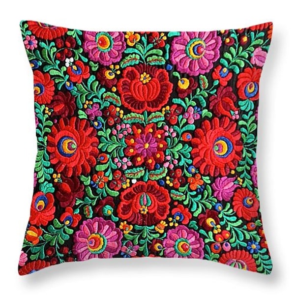 Throw Pillow Húngaro Magyar Matyo Folk Bordado Foto IMPRESA en algodón en 14x14 a 26x26 o oblongo 20x14 Decor Accent Pillow Housewares