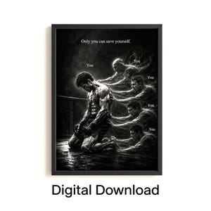 Póster de luchador de MMA "Puedes salvarte", lámina motivacional para el gimnasio (descarga digital).