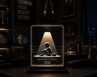 Personalized Boxing  Acrylic Stand, Custom Boxer Desk Decor, Fighter Night Light, Boxing Gift for Him, MMA Desk Display, Combat Sports
