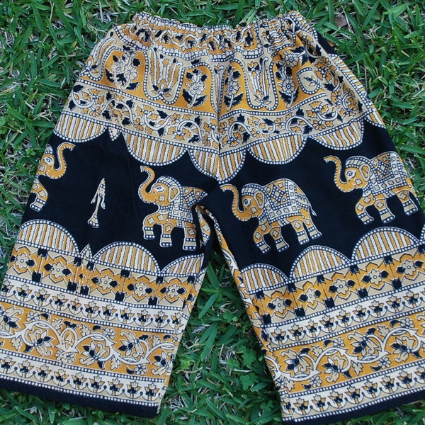 Hippie Kids pantalones -tamaño 2- Elefante de oro negro -pantalones de niños, ropa de niño, pantalones de Karate, niños o medidas de lectura de niñas
