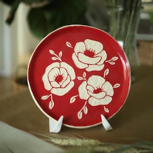 Hand Painted Ceramic Plate / Plate With Floral Design / Home Decor