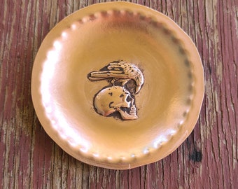 Poe Inspired Raven/Skull Copper Trinket Dish