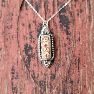 Vintage Puerto Rican Brown Speckled Sea Tile Sterling Silver Embellished Pendant 18 Sterling Silver Chain image 1