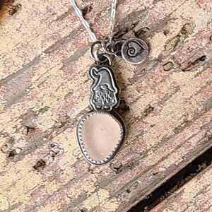 Love Pink Northern California Sea Glass Custom Fine Silver Stamped Wee Gnome Pendant Heart Charm 18 Sterling Silver Chain by Seahag101 image 2