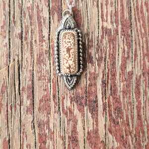 Vintage Puerto Rican Brown Speckled Sea Tile Sterling Silver Embellished Pendant 18 Sterling Silver Chain image 4