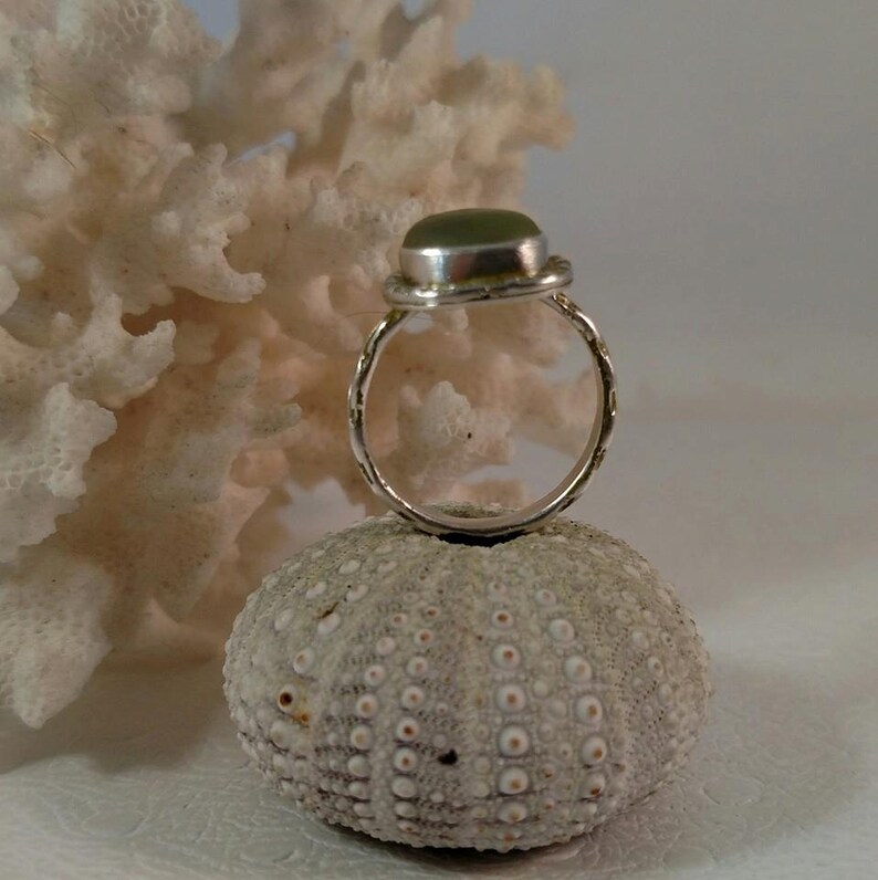 Sea Glass Ring Genuine Seafoam Sea Glass Ring Size 6.5