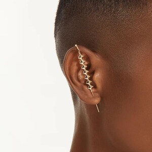 Oreylo- Ear Climber Earrings,Unique Handmade Statement Jewelry,Helix Hook Design Sterling Silver Ear Cuff, Minimalist Earrings, Gift for Her
