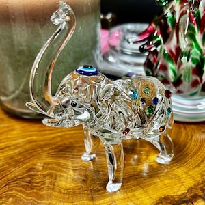 Rhinestone Elephant Glass Figurine Gift