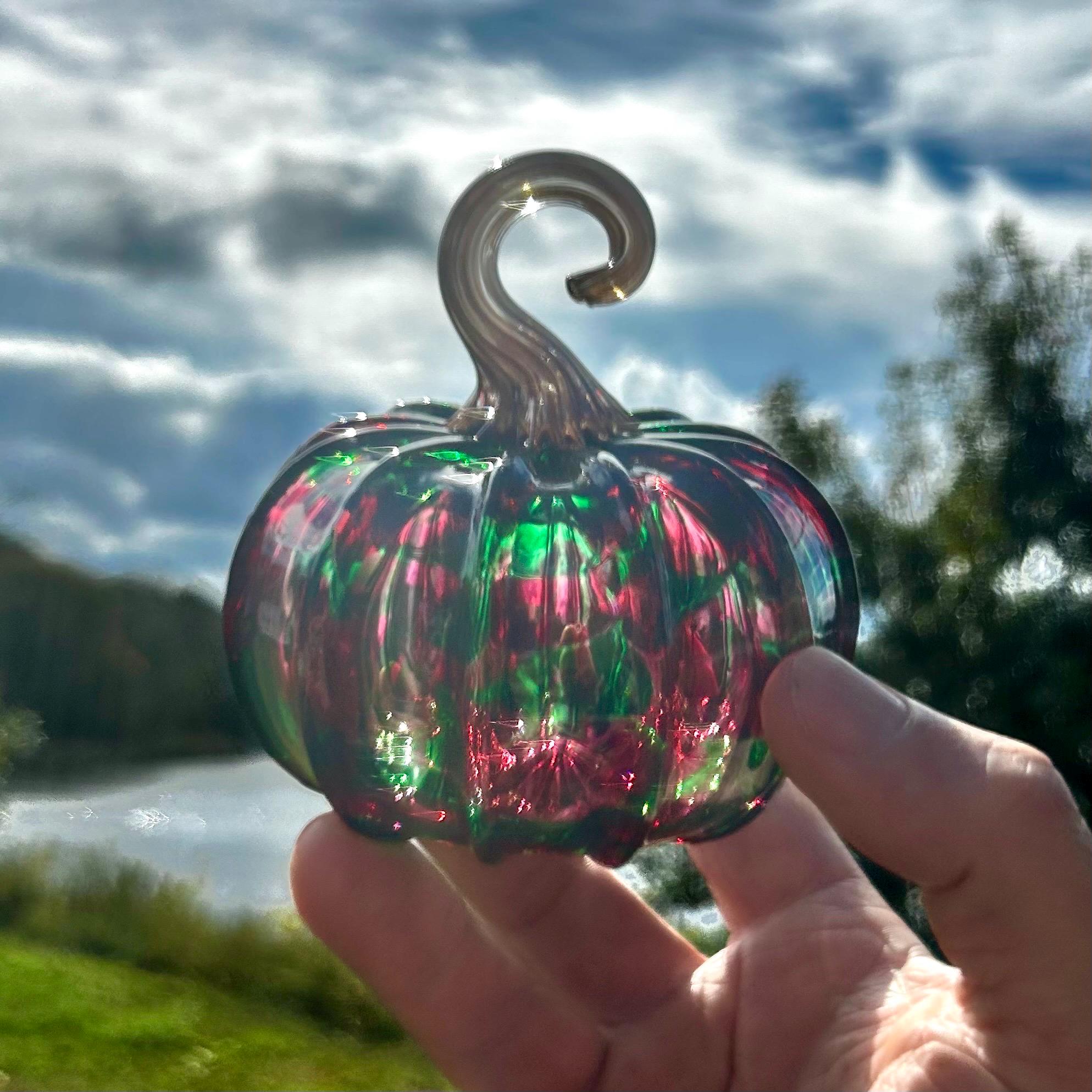 Christmas Cathedral Hand Blown Glass Pumpkin - Artisan Home Decor - Etsy
