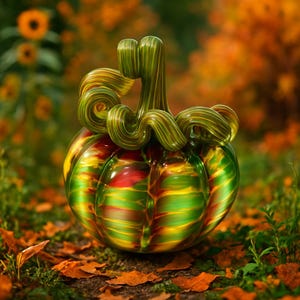 Fall Gardens Collection Gift Hand-Blown Glass Pumpkin