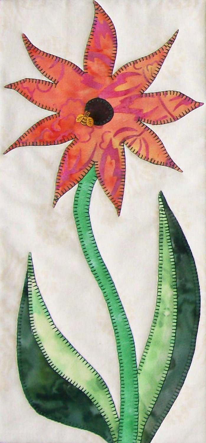 Summer Blooms Trio1 Quilted Floral Wall Hanging Pattern Download Etsy