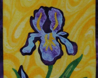 Brushed Beauty - Quilted Iris Wall Hanging Pattern Download
