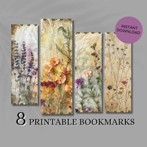 Printable Vintage Floral Bookmarks Instant Download Book Lover Gift for Reader Teacher Gift Bookworm Gift for Her Gift for Him Junk Journal