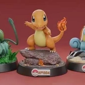 Charmander, Squirtle, Bulbasaur STL File 3D Model Figure