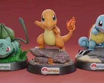 Figura modelo 3D con archivo STL de Charmander, Squirtle y Bulbasaur