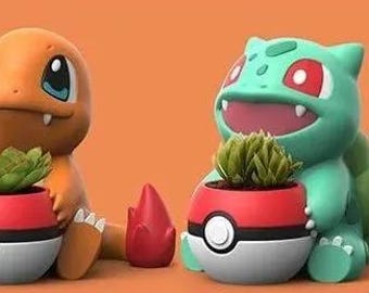 Pikachu Charmander Bulbasaur Planter Statue 3d Model 3d Paint 3d stl files