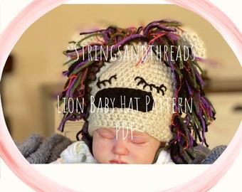 Lion Baby Hat Crochet Pattern PDF