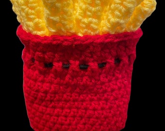 French Fry Dice Bag Crochet Pattern PDF, Fast Food Drawstring Pouch, RPG Dice Holder, Food Crochet Pattern