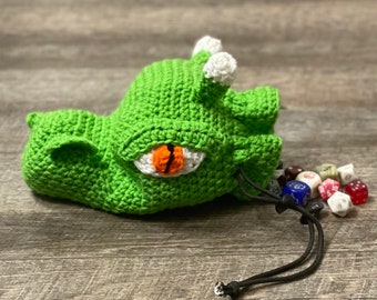 Dungeon and Dragon -Dragon Head Drawstring, Ditty, Party Dice Bag Pouch Crochet Pattern PDF Intermediate Level