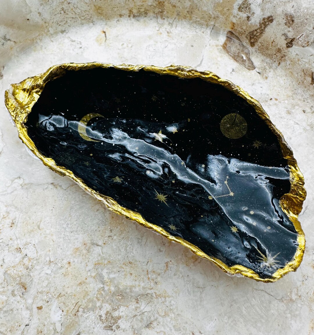 Extra Large Celestial Sun & Moon Oyster Ring Dish, Oyster Favor, Oyster ...