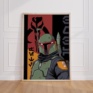 Star Wars Poster | Boba Fett Digital Art Print | Fan Art | Sci-Fi Printable Wall Art | Instant Download | Wall Art