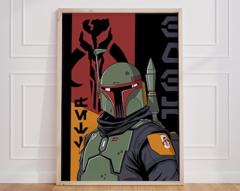 Poster di Star Wars / Boba Fett Stampa artistica digitale / Fan Art / Arte murale stampabile Sci-Fi / Download immediato / Arte murale