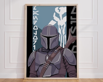 Poster di Star Wars Mandalorian Stampa artistica digitale / Fan art di Star Wars / Arte murale stampabile fantascientifica / Download immediato / Arte murale