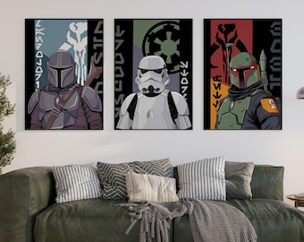 Poster di Star Wars /Stampe artistiche digitali / Fan art di fantascienza / Download digitale istantaneo A4 e A3 / Mandaloriano / Boba Fett / Storm Trooper