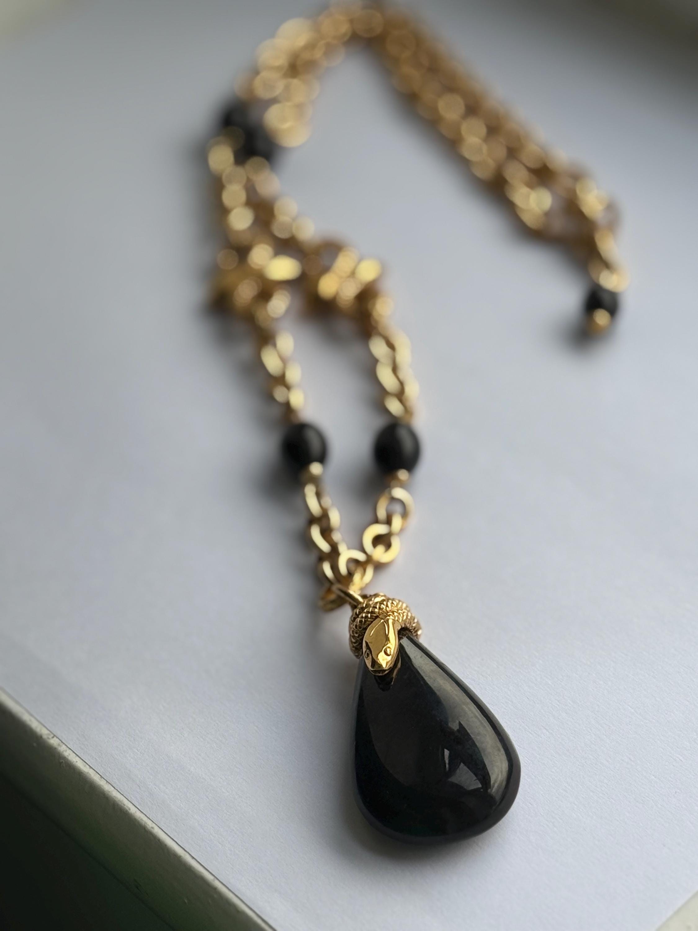 Rare French Vtg Chantal De Kerouartz Black Gold Snake Necklace