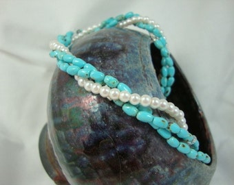 Turquoise Tidepool Necklace with Pearls