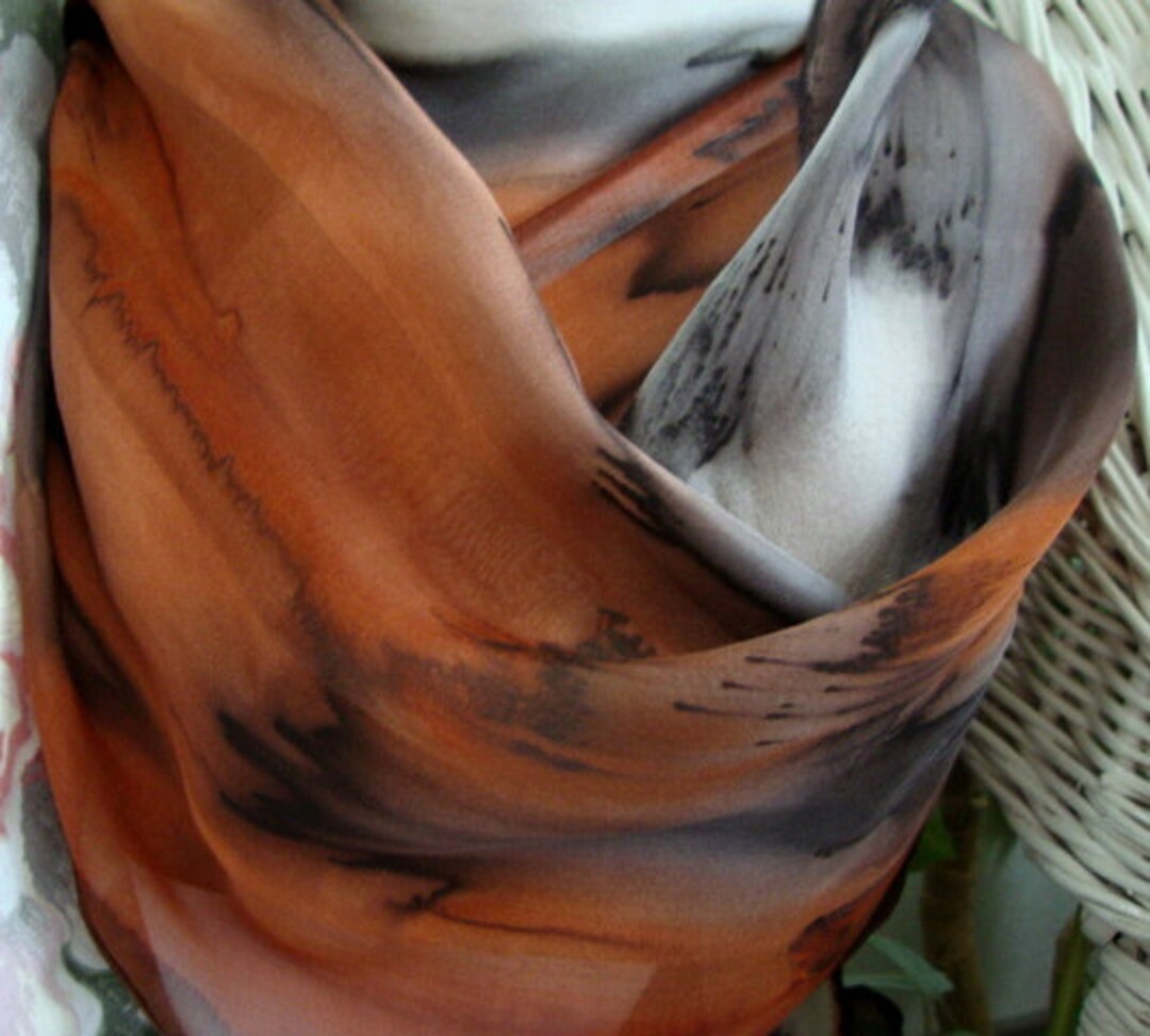 Scarf, Silk, Rusty Tan Hand Painted Silk Scarf - Etsy
