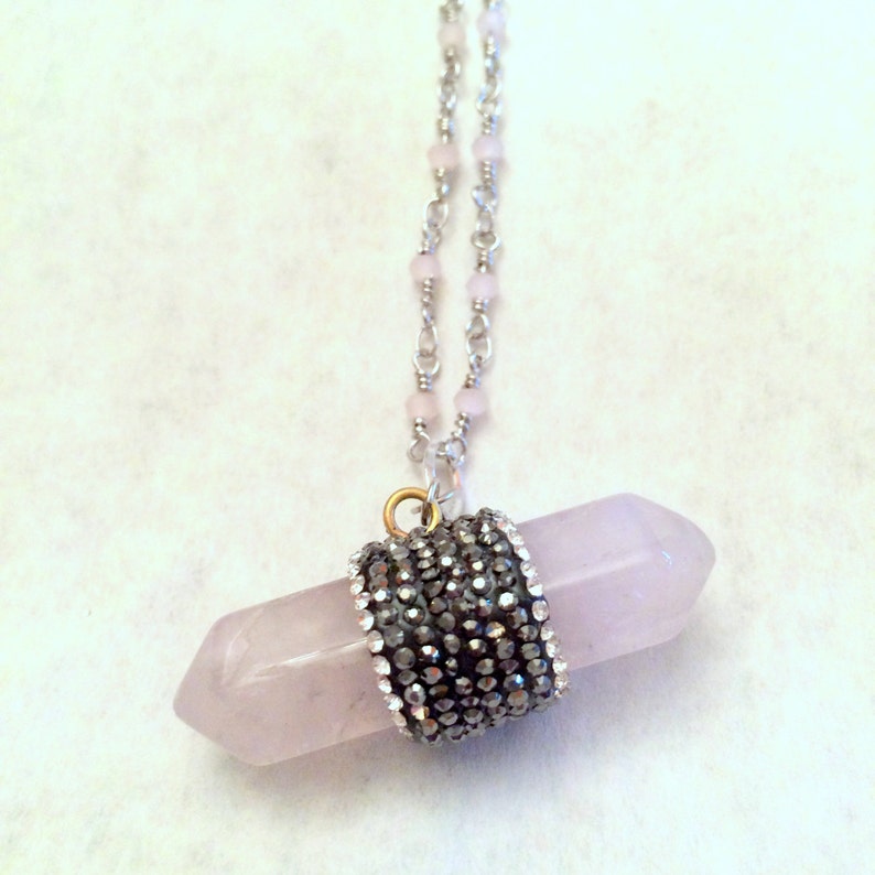 Gemstone Rose Quartz Necklace Necklace
