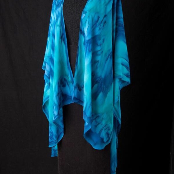 Silk Ruana Hand Dyed Extra Large Hand Painted Cape