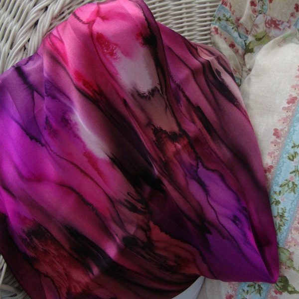 Women, Scarf, Hand Painted Silk, in BREAST CANCER Pink NEW Hand Dyed, Gift for Her