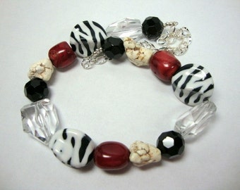 Black White and Red Wild Bold Necklace