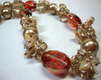 Crystal in Bronze & Topaz Bold Crystals and Pearls Bridal Bridesmad Wedding Jewelry Formal Occasion