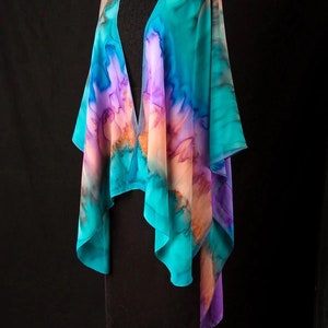 Silk Ruana Hand Dyed Extra Large Hand Painted Cape image 8