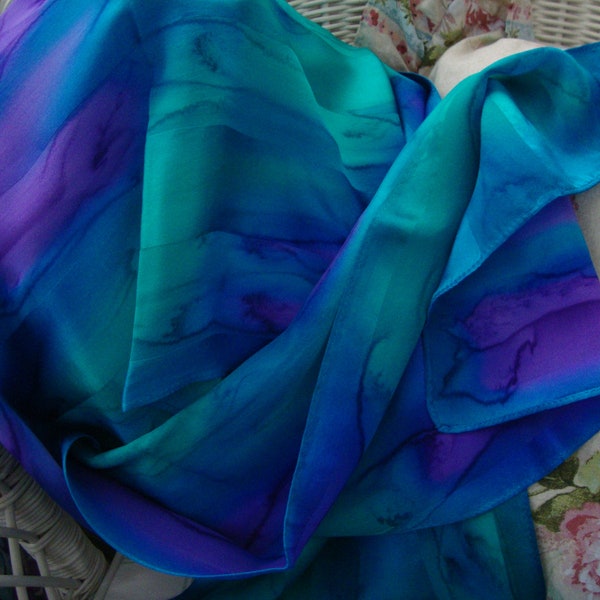 Silk Scarf, Hand Dyed, Hand Painted, Bahama Cruise NEW Scarf, Gift for Women