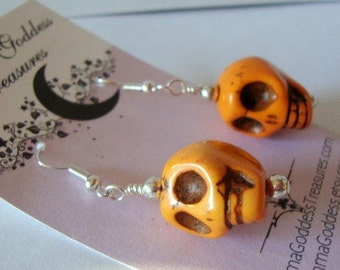 Orange Dia De Los Muertos Earrings