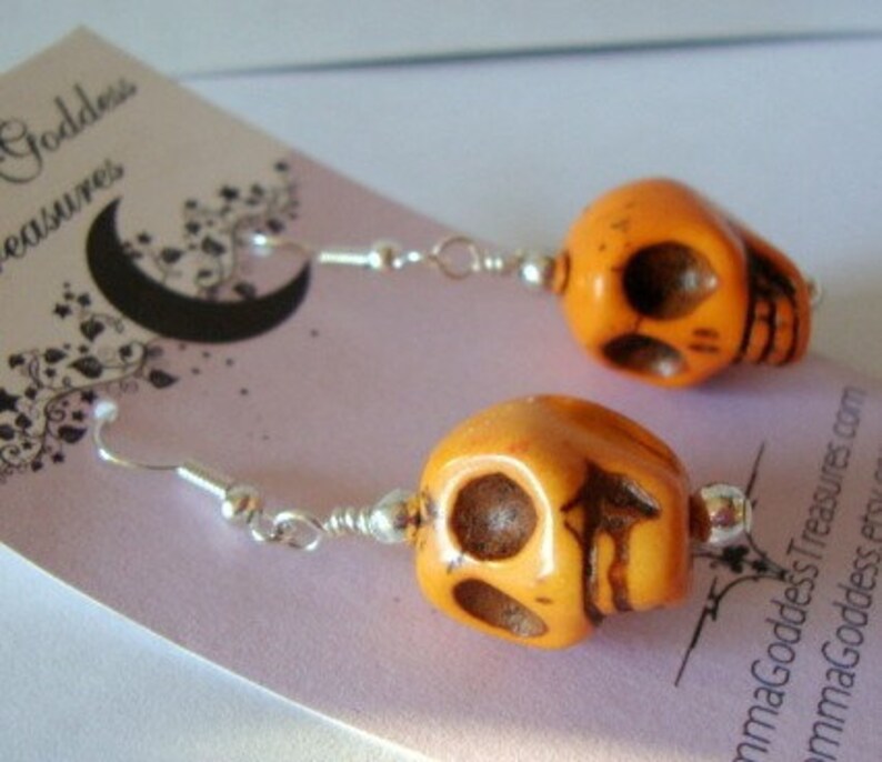 Orange Dia De Los Muertos Earrings image 1