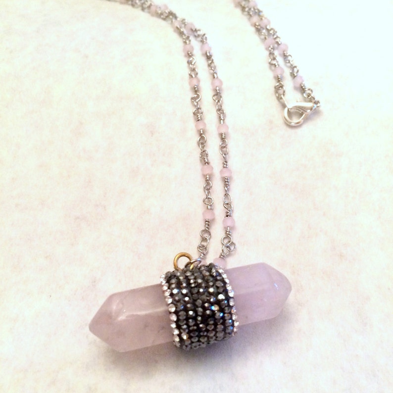 Gemstone Rose Quartz Necklace Necklace