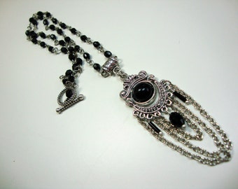 Black and Silver Chandelier Style with Chains Necklace