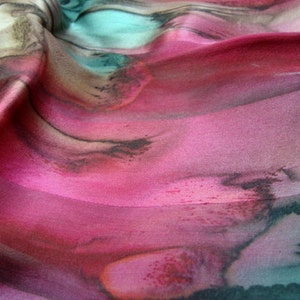 Chestnut Dark Red Dark Green Antelope Hand Dyed Silk Scarf image 4