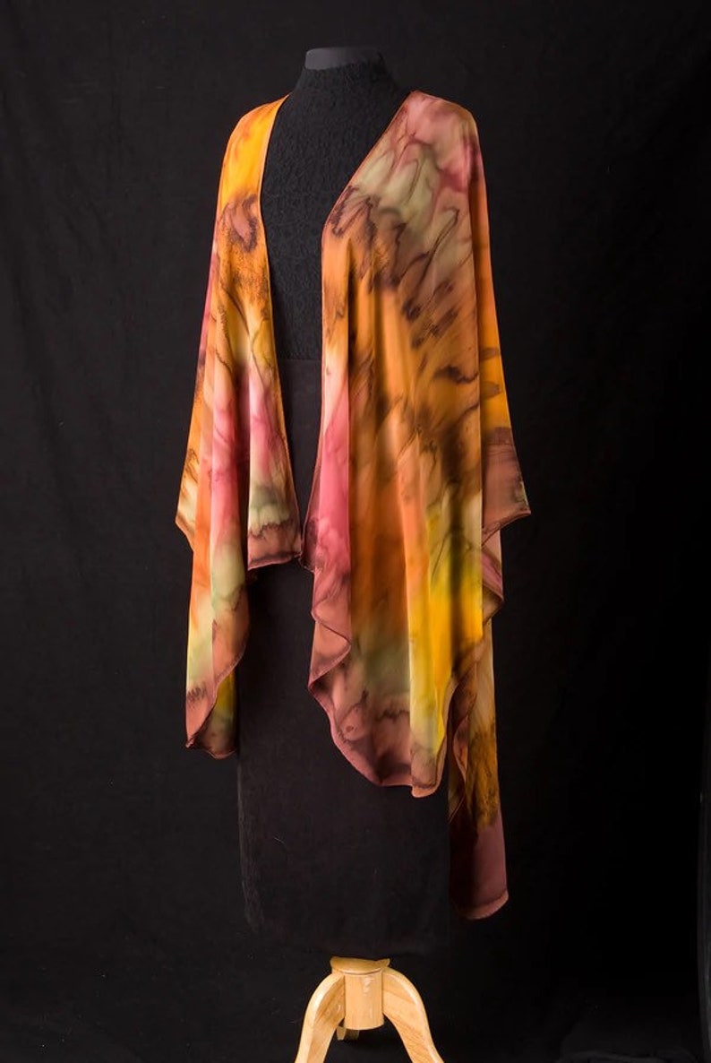 Silk Ruana Hand Dyed Extra Large Hand Painted Cape image 7