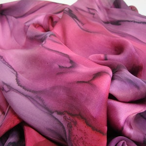 Scarf, Women, Silk, Hand Dyed Mulberry Wine Silk Scarf