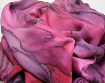 Scarf, Women, Silk, Hand Dyed Mulberry Wine Silk Scarf