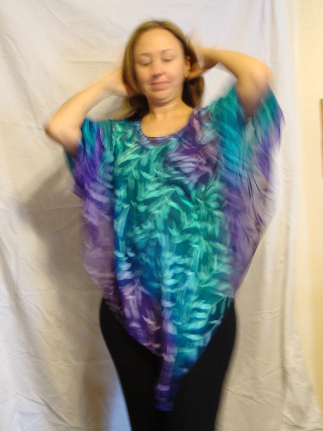 Women Poncho Silk Turquoise and Purple Jewel Tones Poncho | Etsy
