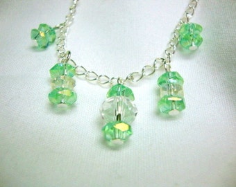 Green Crystal Necklace Flower Girl Wedding Jewelry